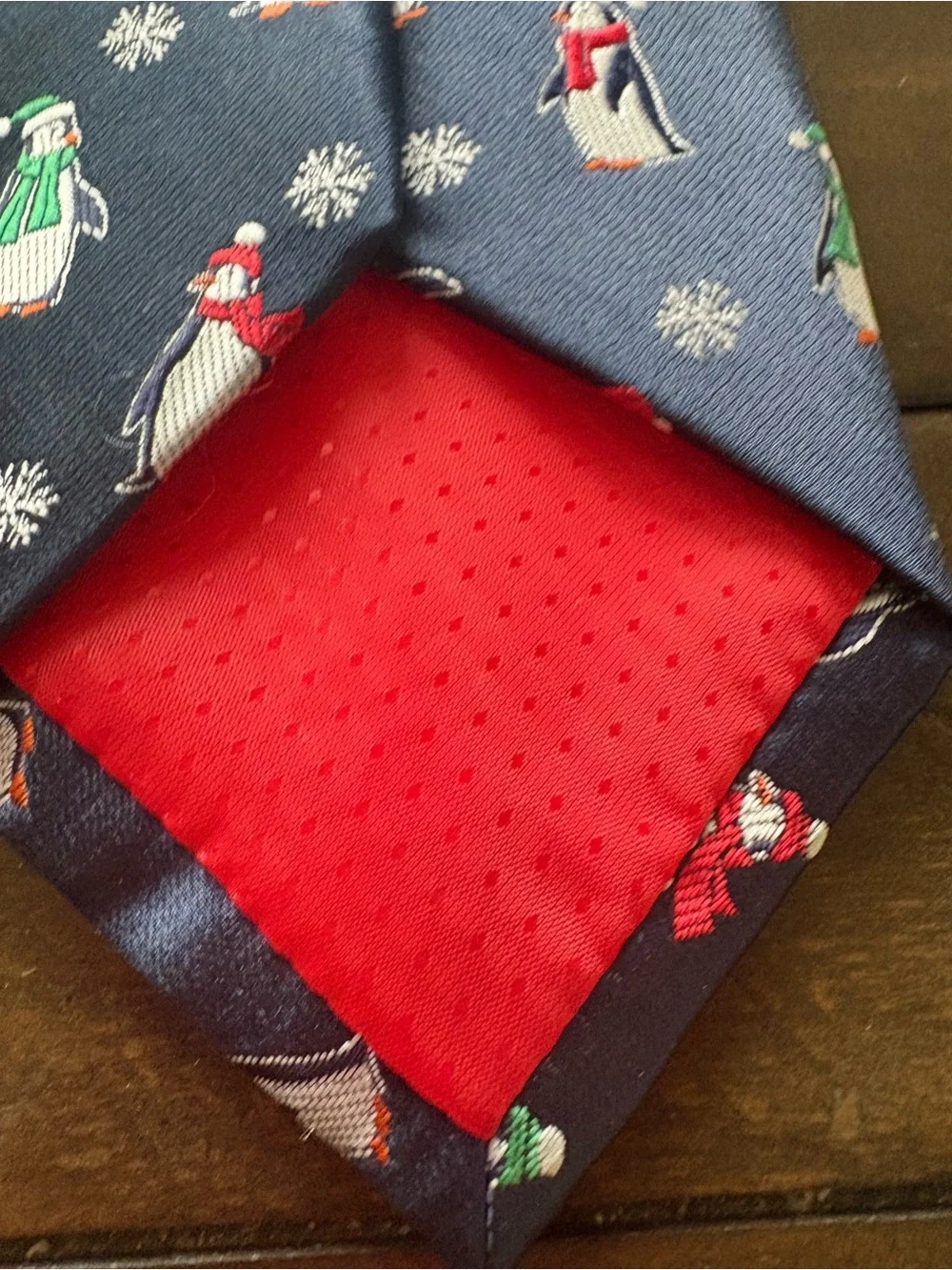 Hallmark Holiday Traditions Men’s Penguin Christmas Tie Navy Novelty Necktie